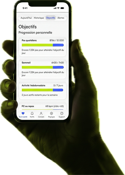 Application Harmony sur un téléphone tenu dans la main